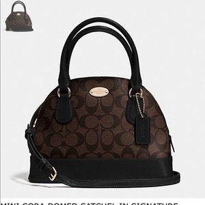 Coach Mini Cora Domed Satchel Brown